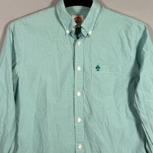 Brooks‎ Brothers Red Fleece Button Shirt L/S Green Gingham Plaid Medium